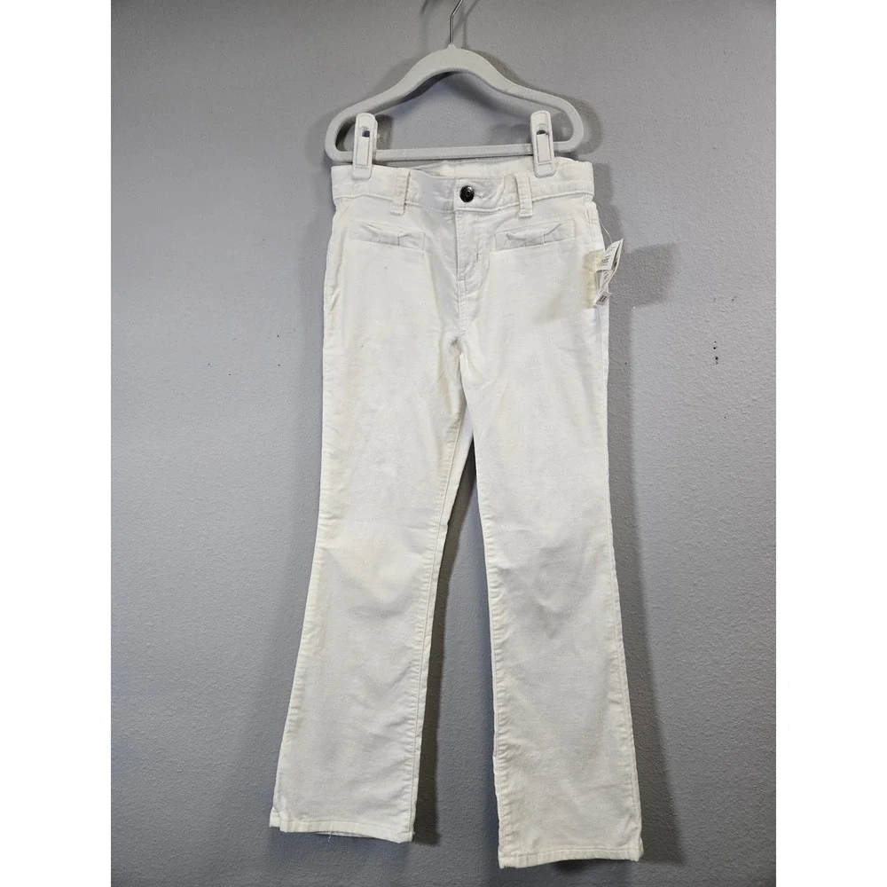 Gymboree White Corduroy Bow Pocket Flare Leg Pants Size 8